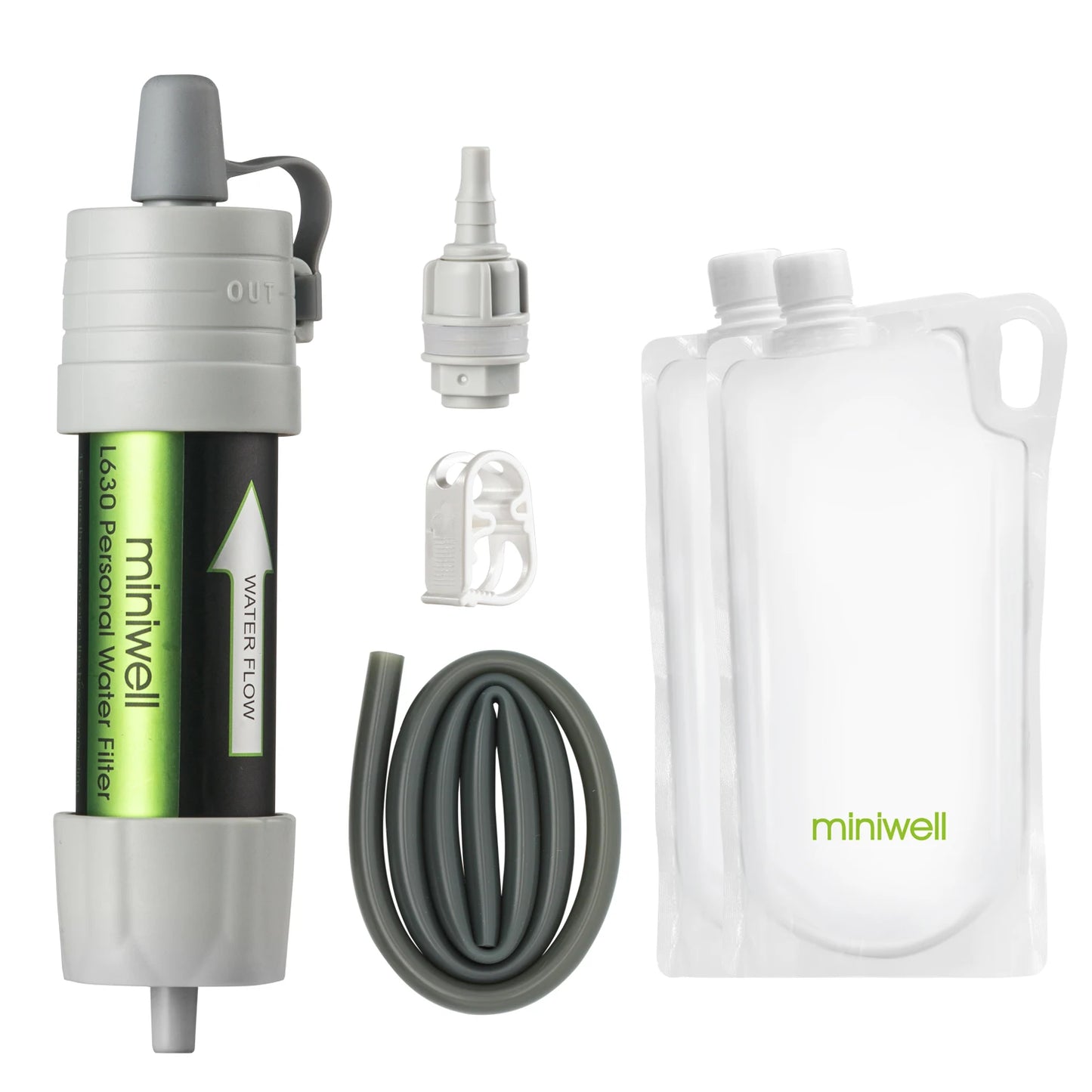 Miniwell Water Purifier Water Straw Filter Survival Emergency Kit for Hiking,Camping,Survival,Emergency