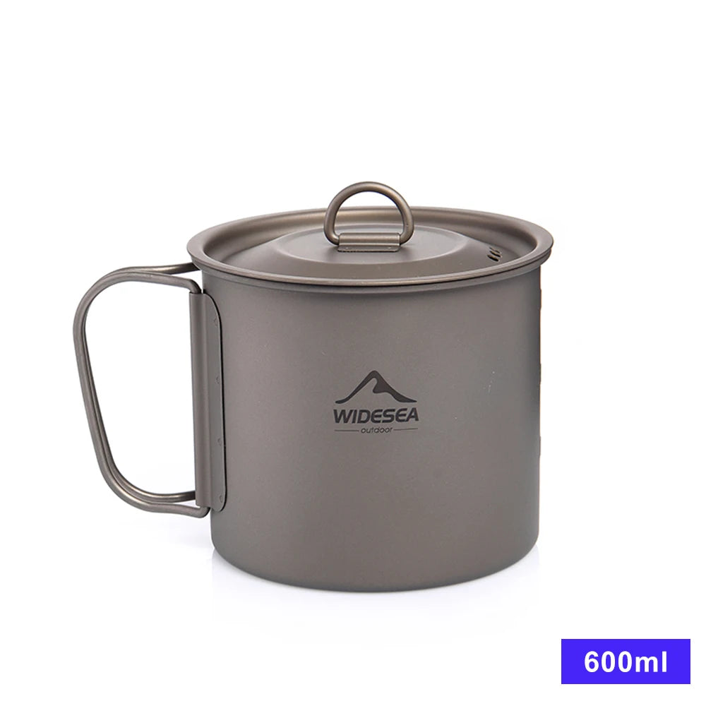 Widesea Camping Mug Titanium Cup Tourist Tableware Picnic Utensils Outdoor Kitchen Equipment Travel Cooking Set Cookware Hiking
