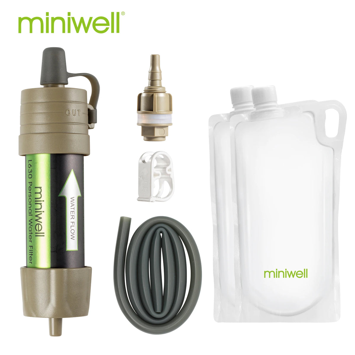 Miniwell Water Purifier Water Straw Filter Survival Emergency Kit for Hiking,Camping,Survival,Emergency