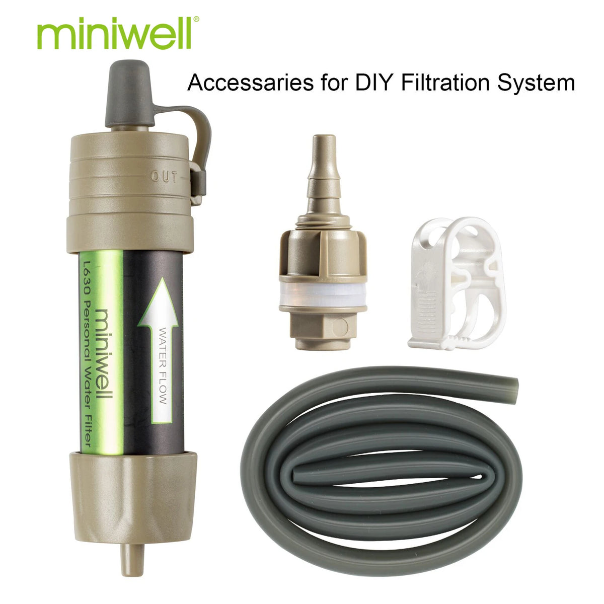 Miniwell Water Purifier Water Straw Filter Survival Emergency Kit for Hiking,Camping,Survival,Emergency