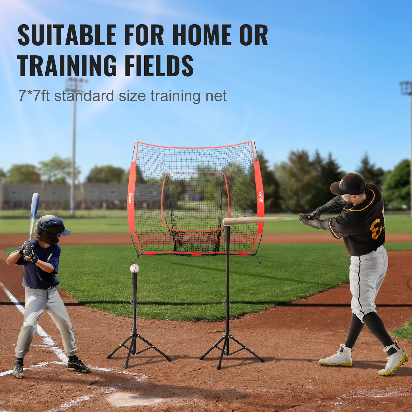 7x7 ft Baseball Softball Practice Net, Portable Baseball Training Net for Hitting Batting Catching Pitching