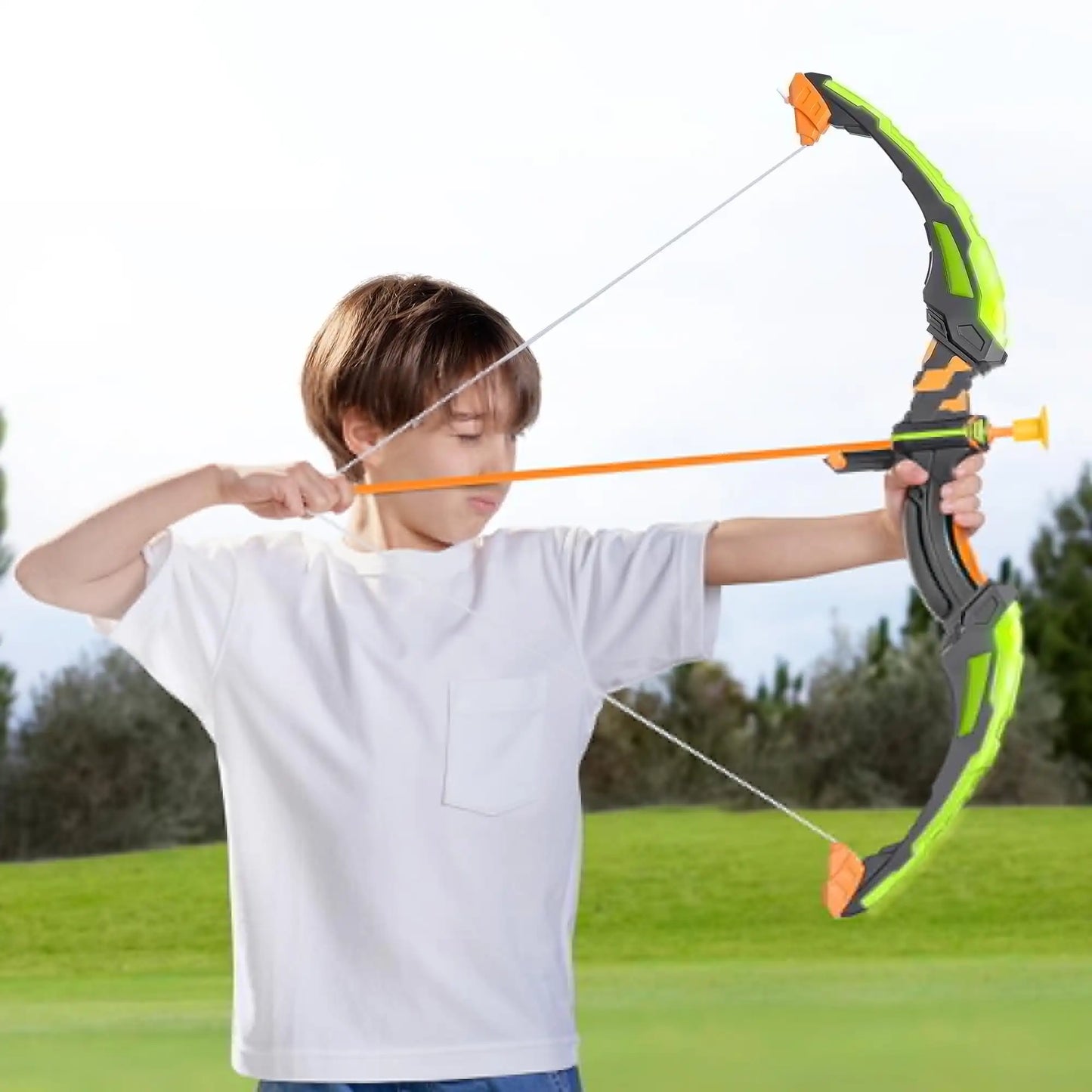 Kids Bow Arrow Set with LED Flash Lights Outdoor Archery Set Toy with Suction Cup Arrows Great for Kids 6-12 Birthday Gift
