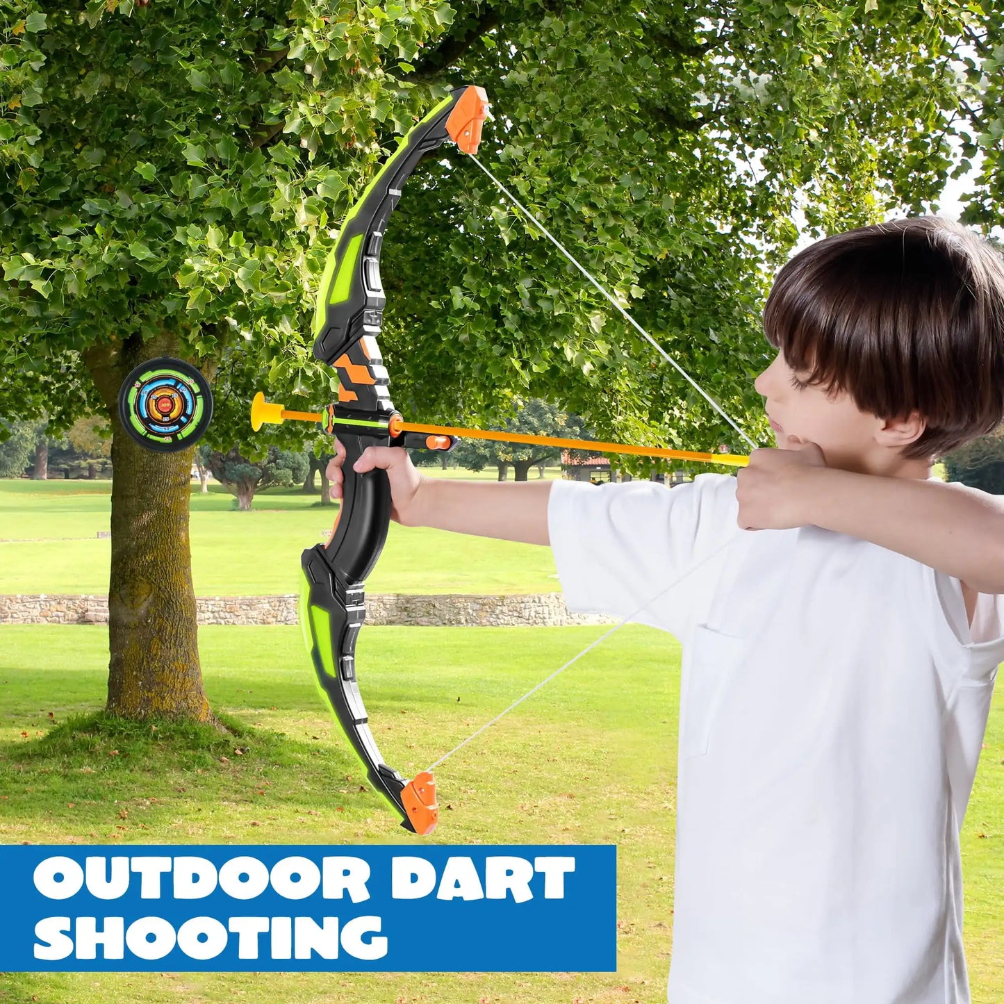 Kids Bow Arrow Set with LED Flash Lights Outdoor Archery Set Toy with Suction Cup Arrows Great for Kids 6-12 Birthday Gift