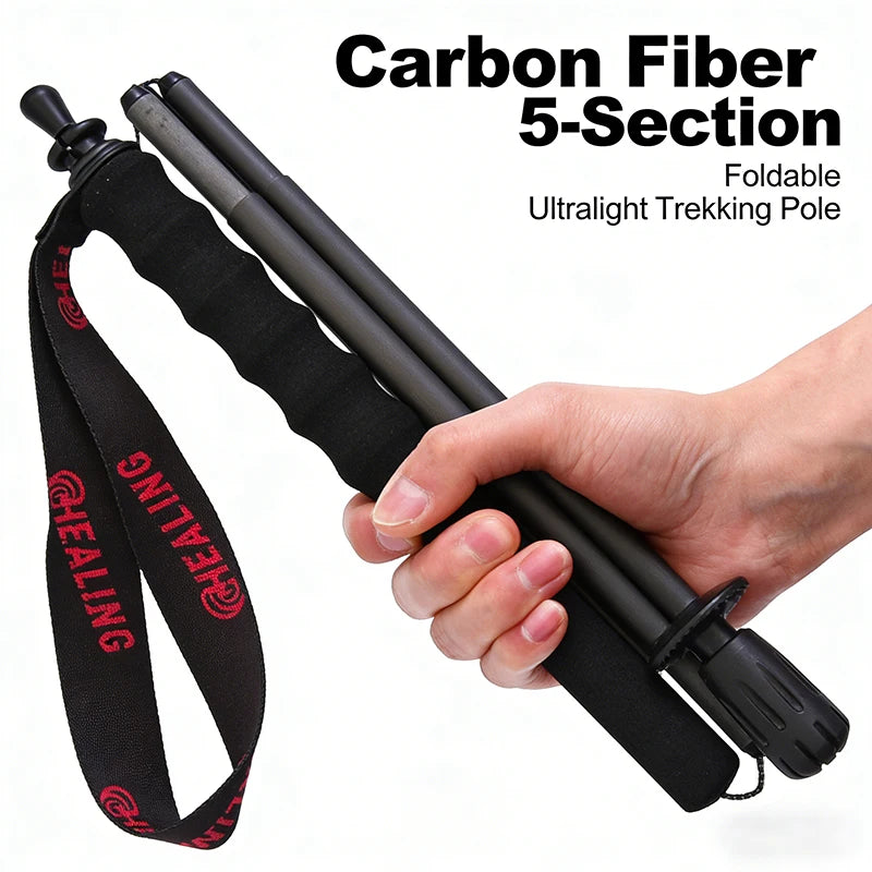 2PCs Trekking Poles Carbon Fiber 115g Ultra-Light Hiking Poles Camping Stick Foldable Walking Cane Travel Outdoor Gear