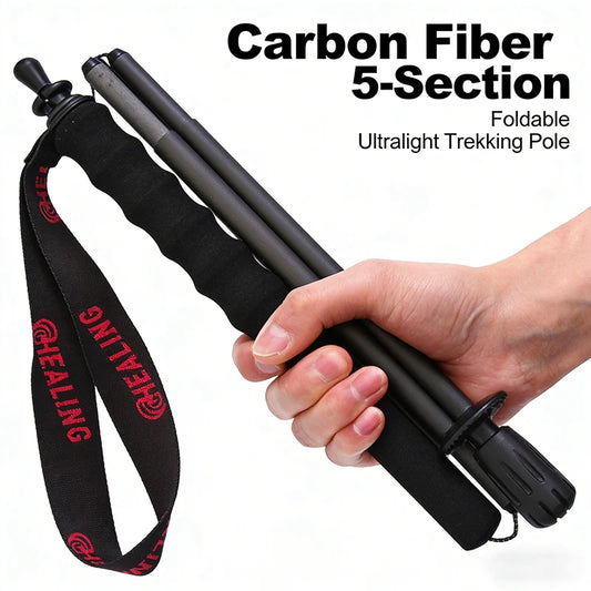 2PCs Trekking Poles Carbon Fiber 115g Ultra-Light Hiking Poles Camping Stick Foldable Walking Cane Travel Outdoor Gear