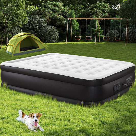 MCQ Queen Air Mattress 22IN Tall Inflatable Blow Up Airbed with Built-in High Capacity Pump Air Bed for Home or Camping