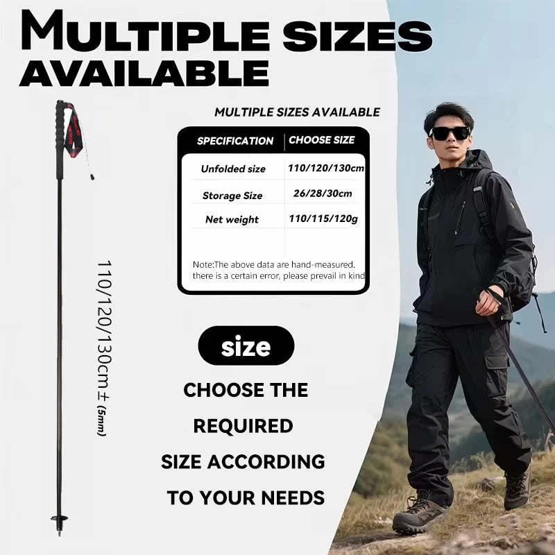 2PCs Trekking Poles Carbon Fiber 115g Ultra-Light Hiking Poles Camping Stick Foldable Walking Cane Travel Outdoor Gear