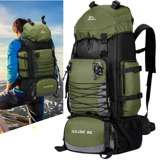 90L Large Camping Backpack Travel Bag Men's Women Luggage Hiking Shoulder Bags Outdoor Climbing Trekking Sports Rucksack Nylon