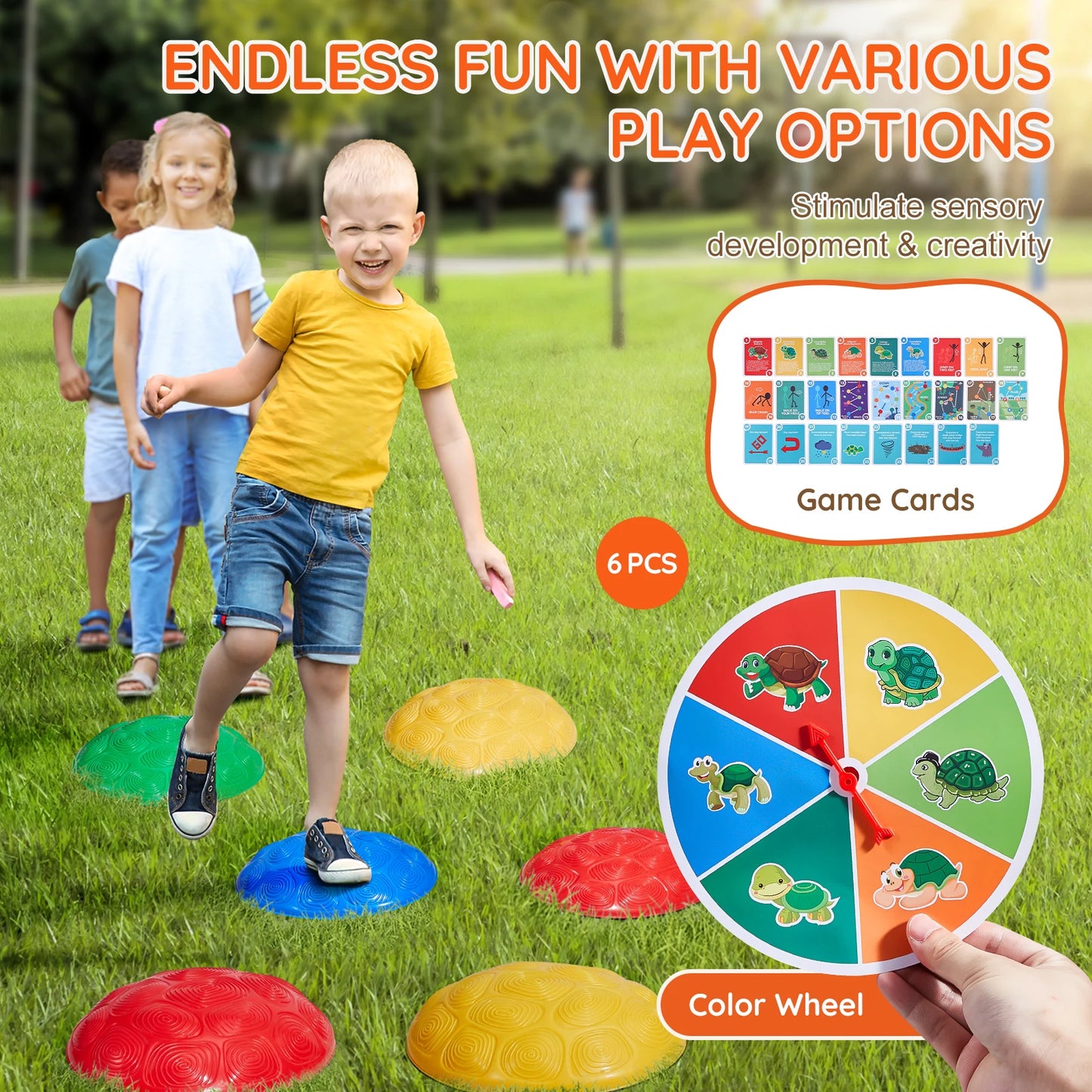 6 PCS Kids Turtle Balance Stepping Stones Kids Toddler Jumping Coordination Game Toys Outdoor Play for Children Gifts