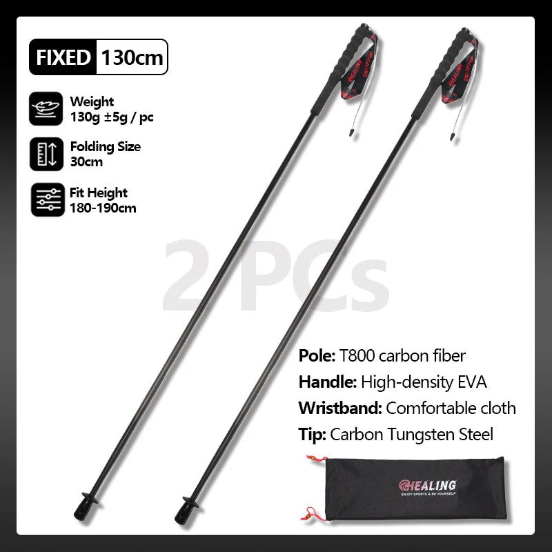 2PCs Trekking Poles Carbon Fiber 115g Ultra-Light Hiking Poles Camping Stick Foldable Walking Cane Travel Outdoor Gear